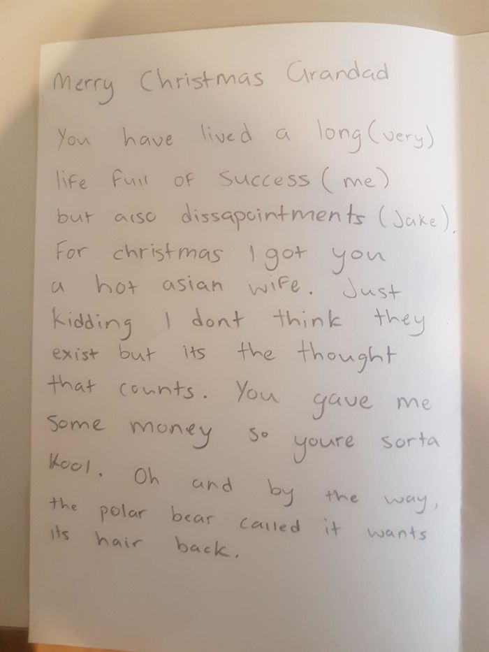 My Kids Aren't Allowed To Buy My Christmas Card, They Have To Make It. I Got This Gem