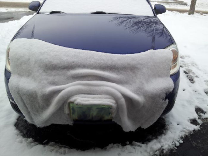 Snow On My Friends Hood, Sliding Off Like A Blanket