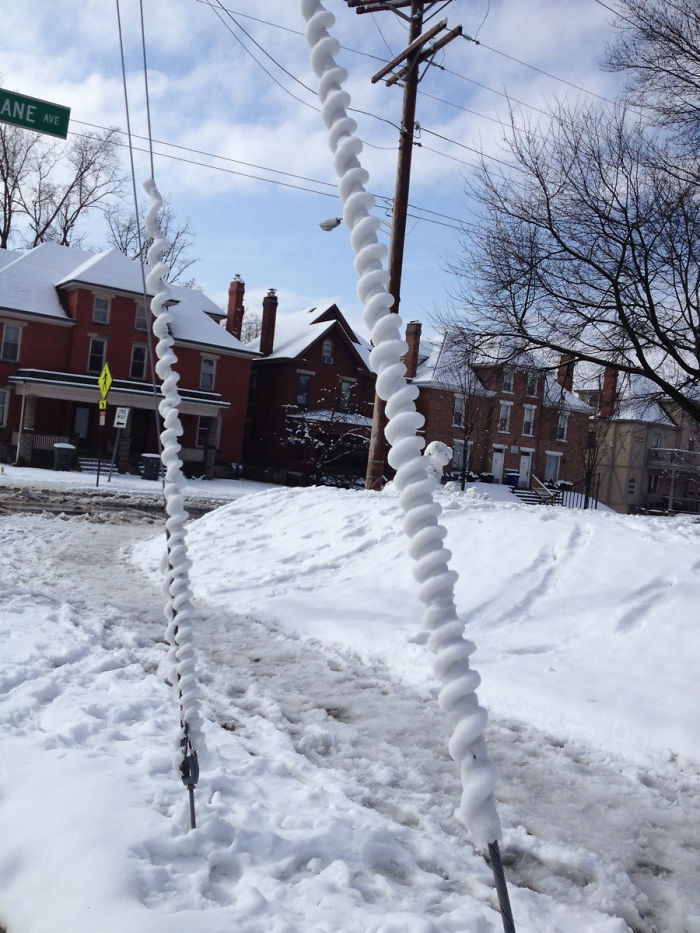 The Snow Melted And Slid Down The Wire In A Spiral Form