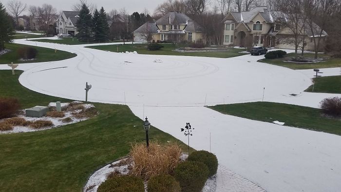 The Snow Only Stuck To The Road This Morning