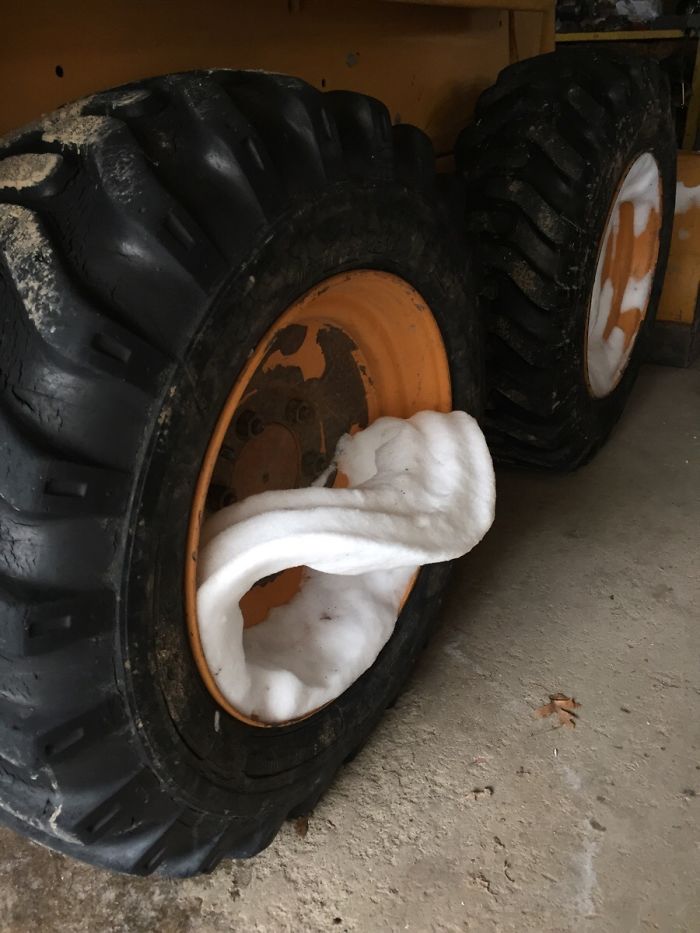Snow Peeling Off My Bobcat Tire
