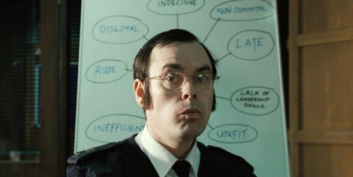 In Hot Fuzz, The Whiteboard Behind Sergeant Tony Fisher When Nicholas Angel Is Being Shown Around The Police Station