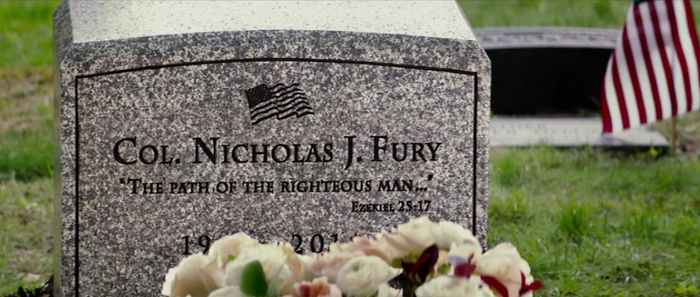 Nick Fury's Tombstone In Captain America: Winter Soldier Has The Ezekiel Verse From Samuel L Jackson's Character In Pulp Fiction