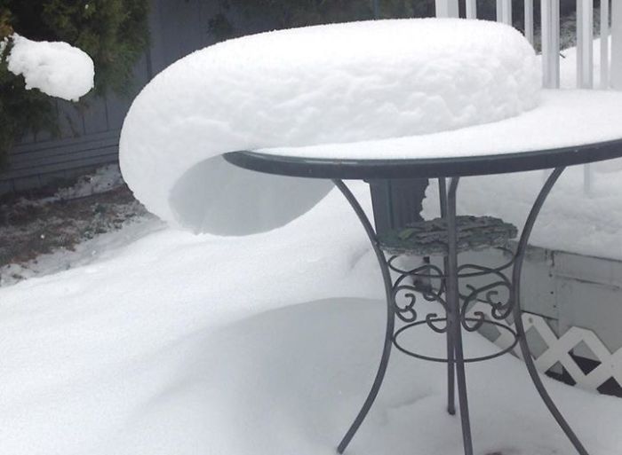 Snow Slipping Off A Table