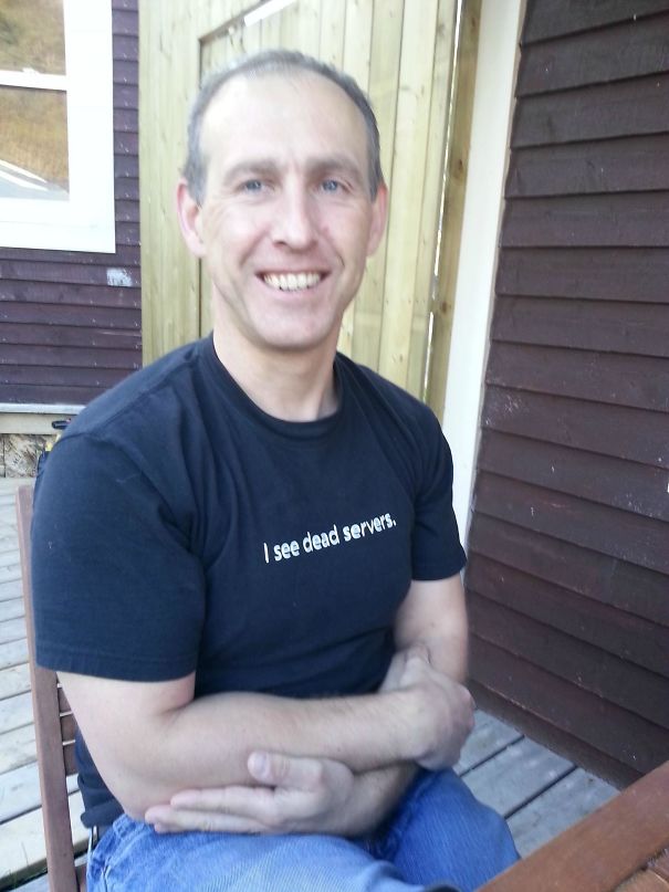 My Dad Wore This Shirt Out To Father's Day Supper. He Works In IT. Our Waitress Was Not Impressed