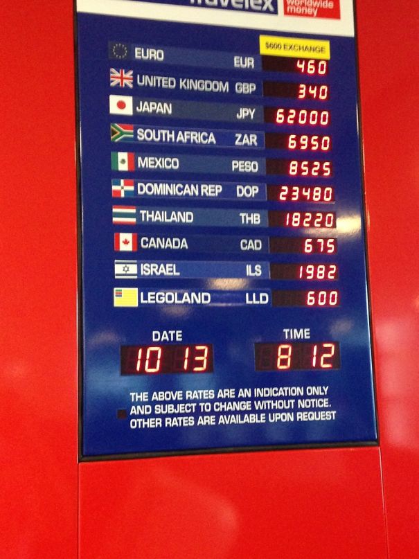 Currency Exchange At JFK Airport Accepts Legoland Money