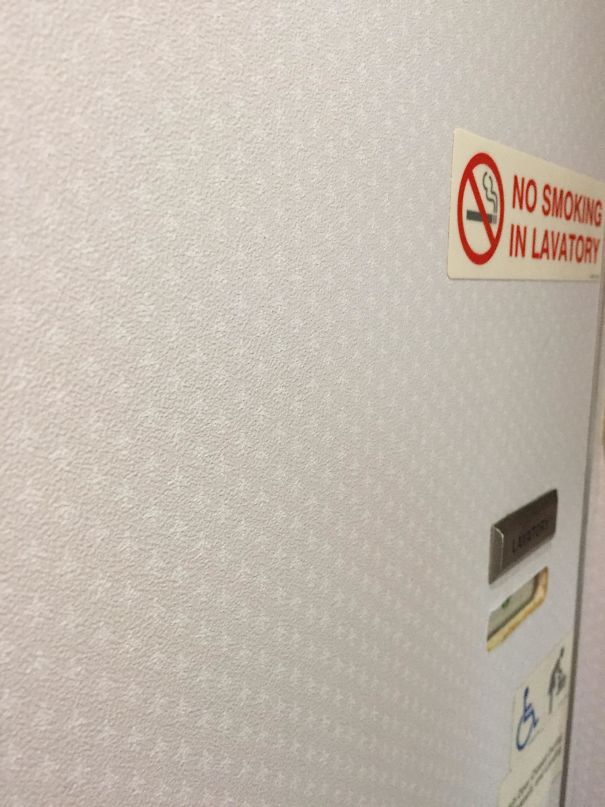The Pattern On This Airplane Door Features Tiny Airplanes