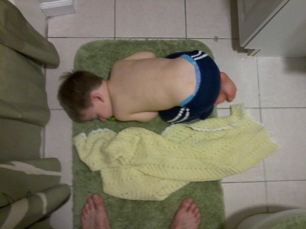 Took A Shower After Putting My Son To Bed. Almost Stepped On Him When I Got Out