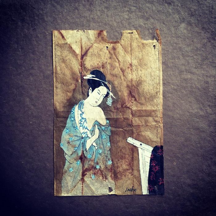 Artist Makes Incredible Mini Paintings In Tea Bags And The Result Is A "Big" Work Of Art