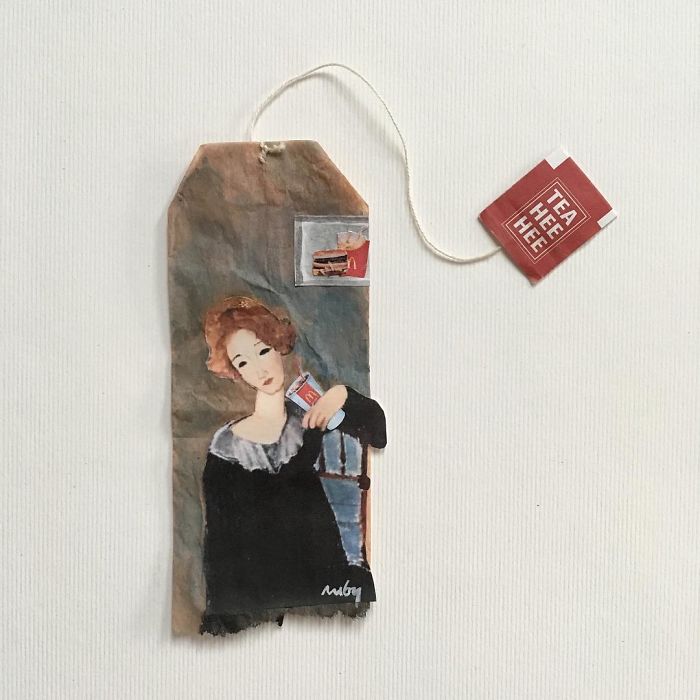 Artist Makes Incredible Mini Paintings In Tea Bags And The Result Is A "Big" Work Of Art