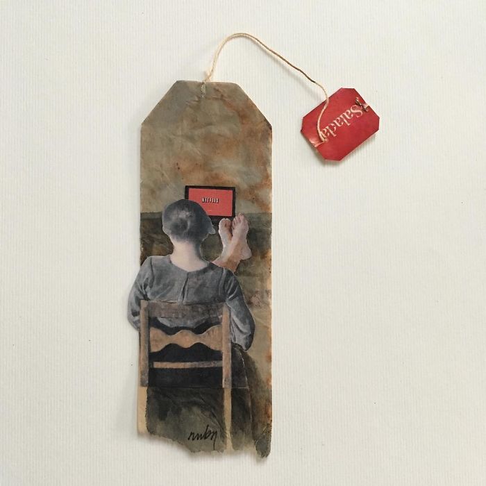 Artist Makes Incredible Mini Paintings In Tea Bags And The Result Is A "Big" Work Of Art