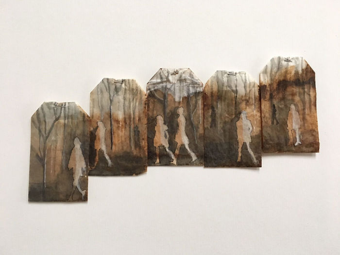 Artist Makes Incredible Mini Paintings In Tea Bags And The Result Is A "Big" Work Of Art