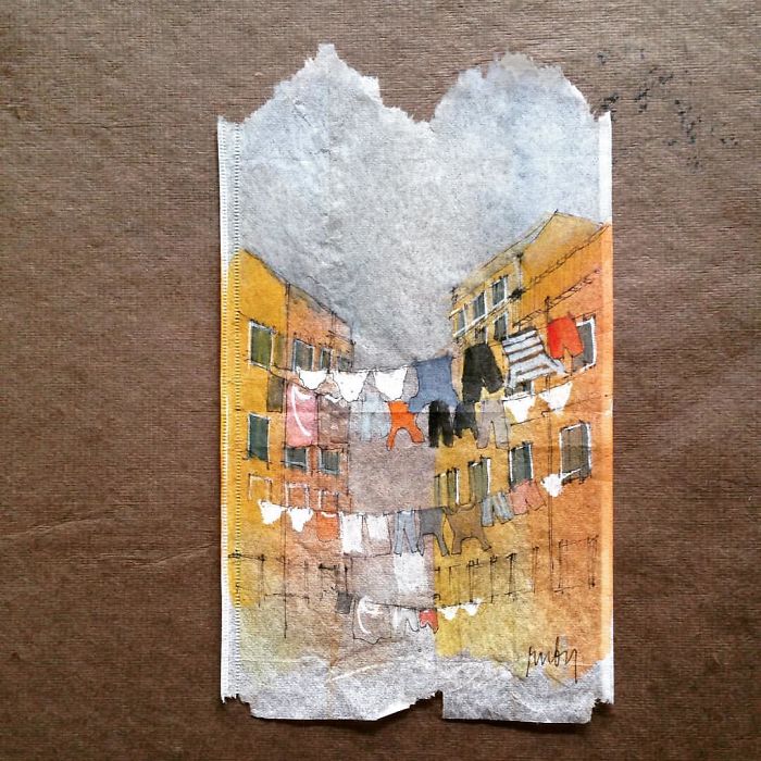 Artist Makes Incredible Mini Paintings In Tea Bags And The Result Is A "Big" Work Of Art