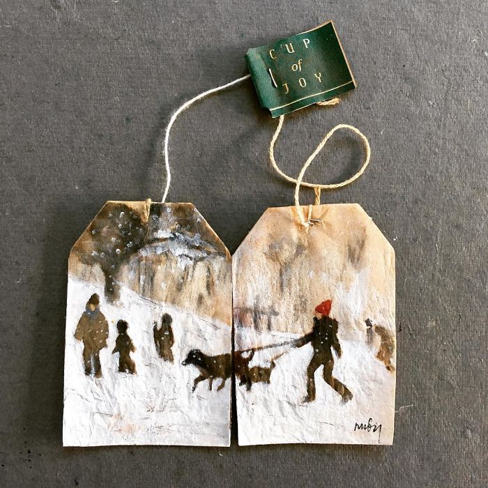 Artist Makes Incredible Mini Paintings In Tea Bags And The Result Is A "Big" Work Of Art