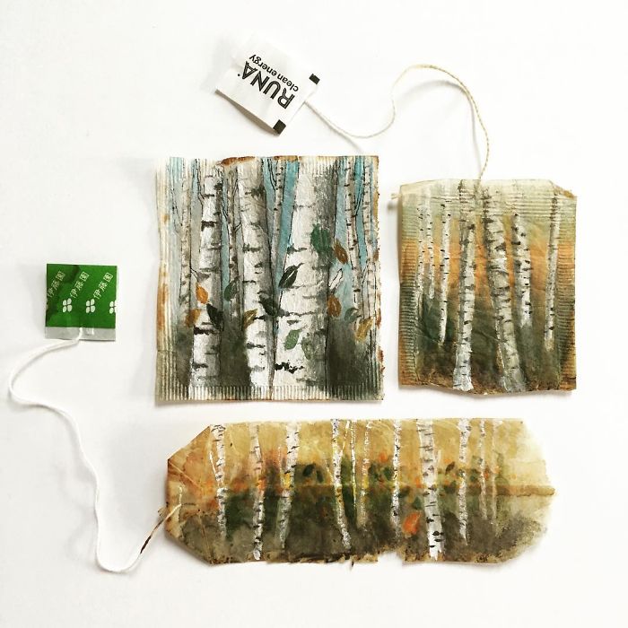 Artist Makes Incredible Mini Paintings In Tea Bags And The Result Is A "Big" Work Of Art
