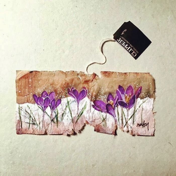 Artist Makes Incredible Mini Paintings In Tea Bags And The Result Is A "Big" Work Of Art