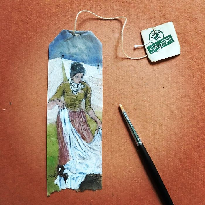 Artist Makes Incredible Mini Paintings In Tea Bags And The Result Is A "Big" Work Of Art