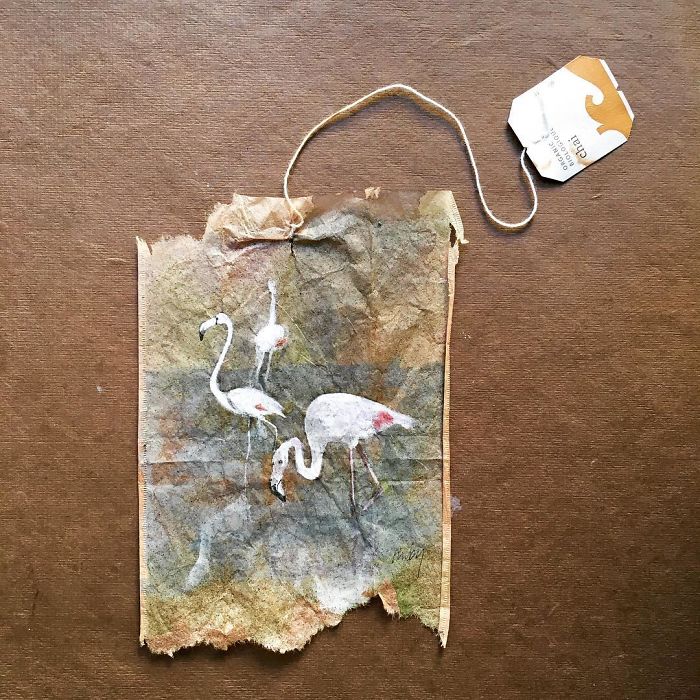 Artist Makes Incredible Mini Paintings In Tea Bags And The Result Is A "Big" Work Of Art