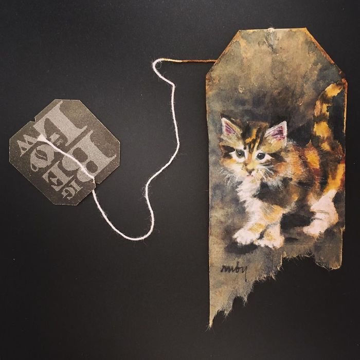 Artist Makes Incredible Mini Paintings In Tea Bags And The Result Is A "Big" Work Of Art
