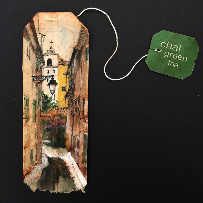 Artist Makes Incredible Mini Paintings In Tea Bags And The Result Is A "Big" Work Of Art