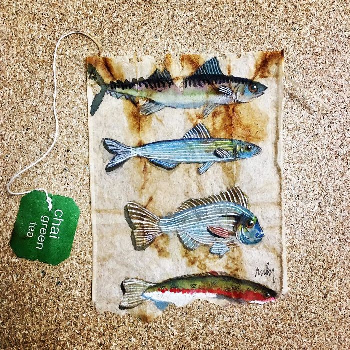 Artist Makes Incredible Mini Paintings In Tea Bags And The Result Is A "Big" Work Of Art