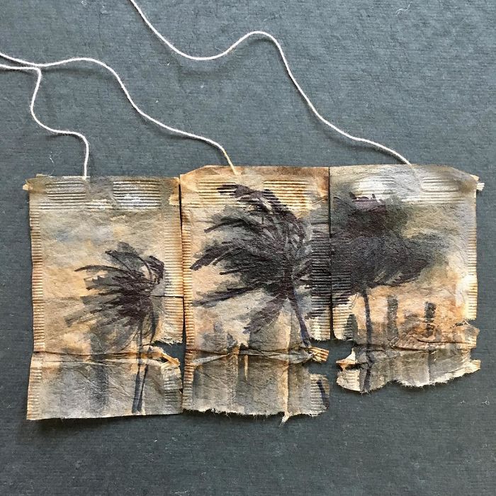 Artist Makes Incredible Mini Paintings In Tea Bags And The Result Is A "Big" Work Of Art