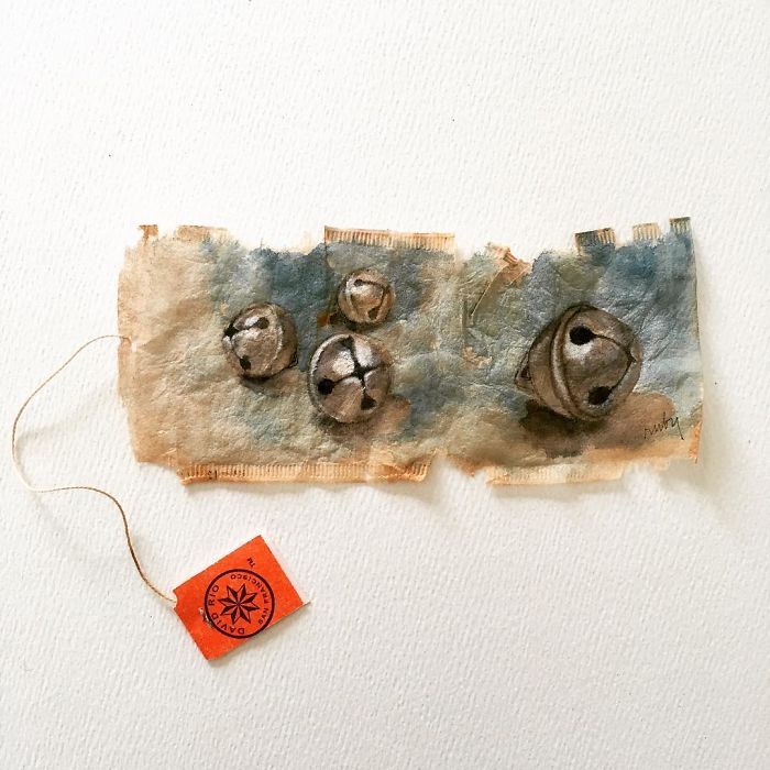 Artist Makes Incredible Mini Paintings In Tea Bags And The Result Is A "Big" Work Of Art