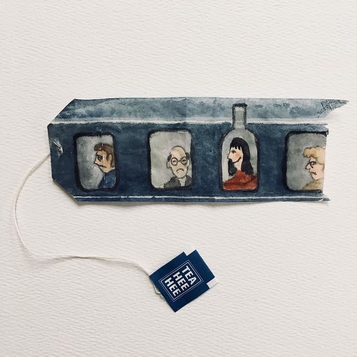 Artist Makes Incredible Mini Paintings In Tea Bags And The Result Is A "Big" Work Of Art