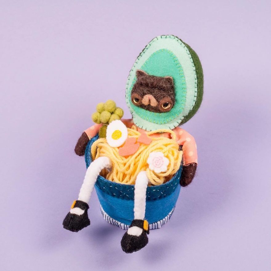 You Will Surely Want To Have A-Meet The Friendly Animals Made In Felt By The Artist Cat Rabbit