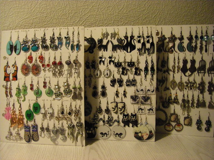 I Collect Cat Themed Earrings. I Have Over 250 Pairs.