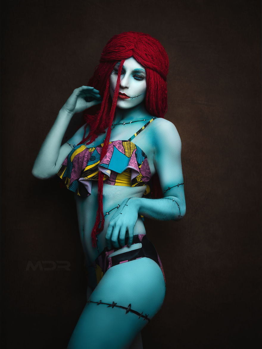 Photographer And Body Painter Turn Model Into Sally From The Nightmare Before Christmas Photographer And Body Painter Turn Model Into Sally From The Nightmare Before Christmas