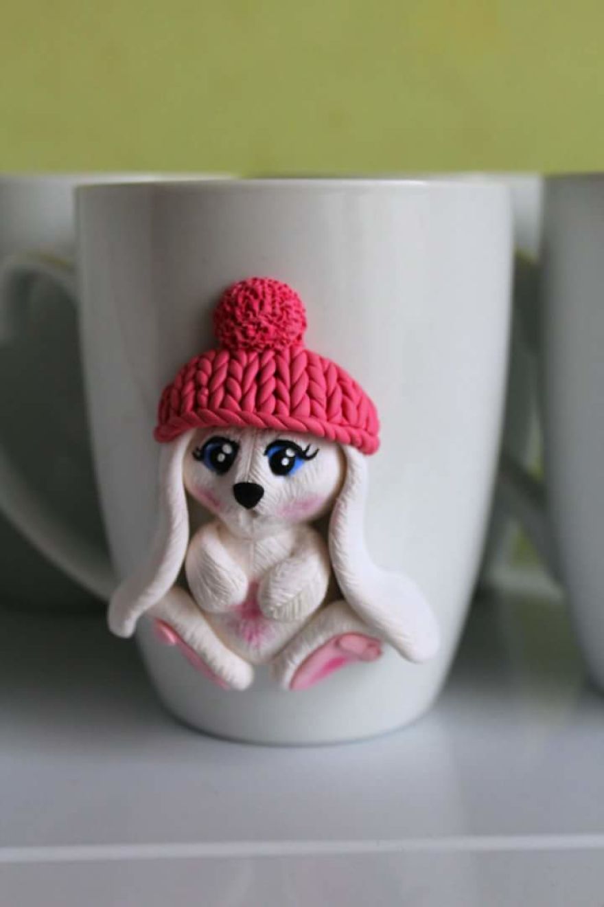 I Create Beautiful And Cute Polymer Clay Decorated Mugs