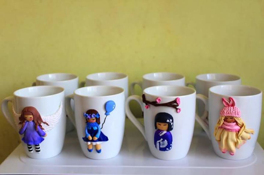 I Create Beautiful And Cute Polymer Clay Decorated Mugs