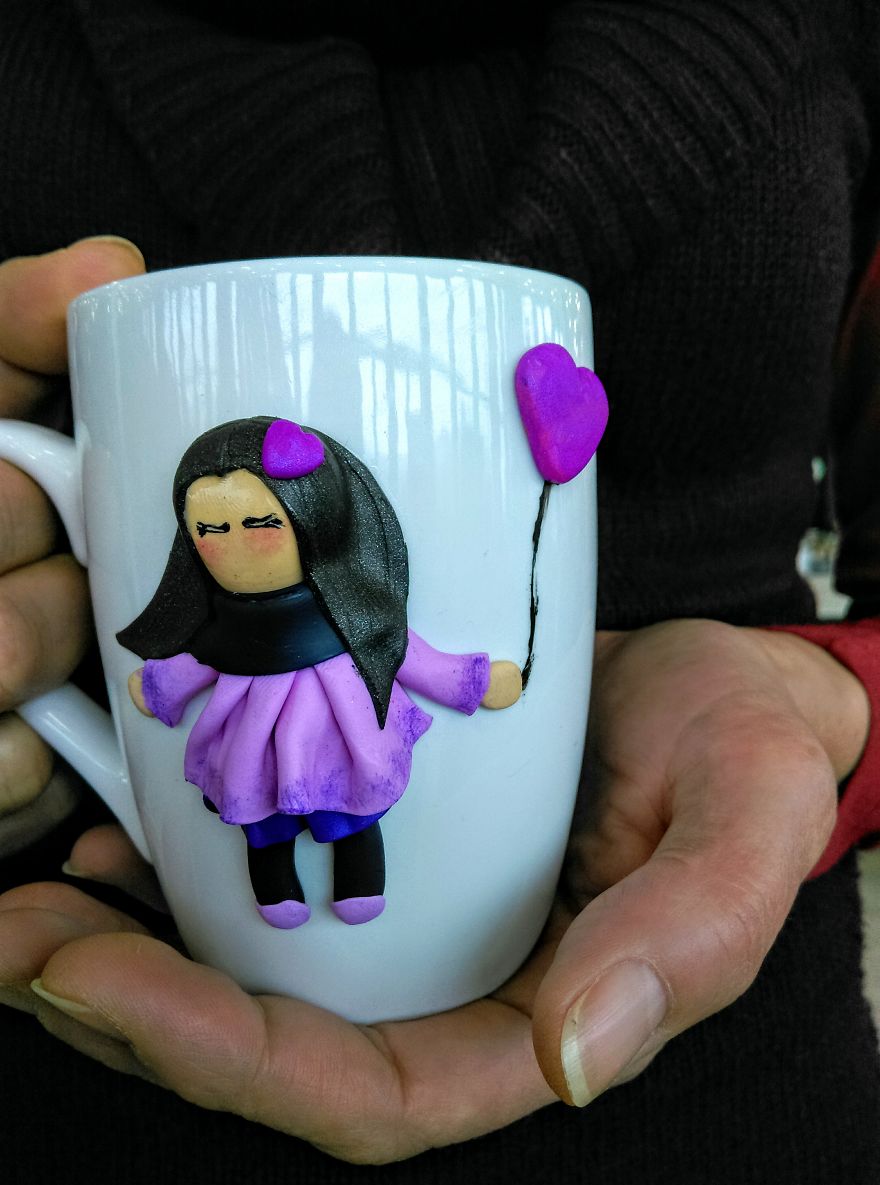 I Create Beautiful And Cute Polymer Clay Decorated Mugs