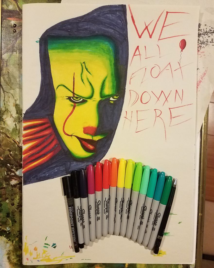 8 Days Of Horror Sharpie Drawing