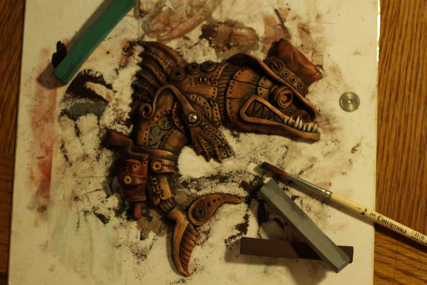 Notepad With A Cowboy Fish In Steampunk Style