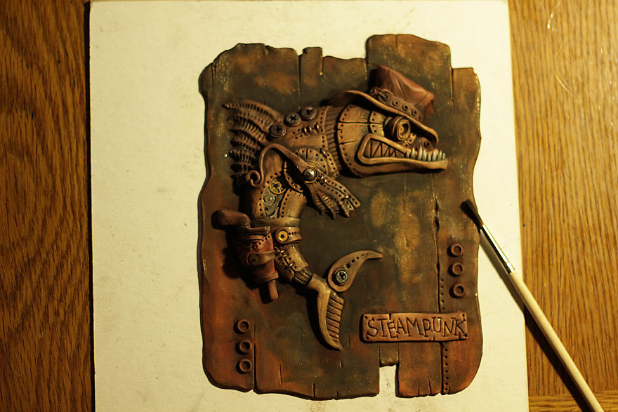 Notepad With A Cowboy Fish In Steampunk Style