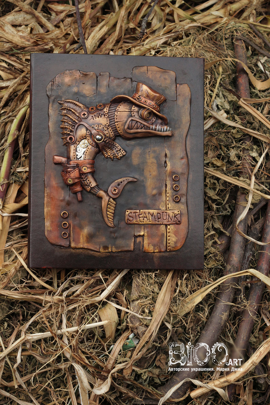 Notepad With A Cowboy Fish In Steampunk Style
