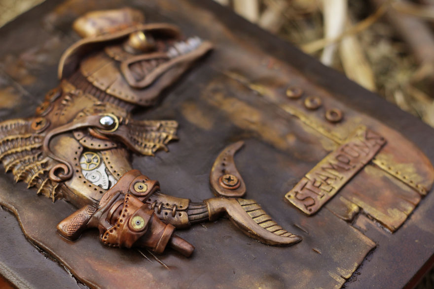 Notepad With A Cowboy Fish In Steampunk Style