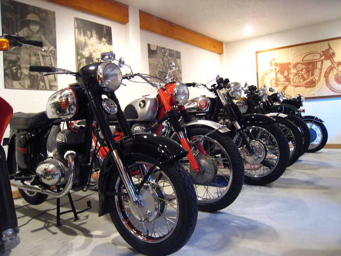 We Collect Vintage Motorcycles And Ephemera - This Is Just A Small Corner Of Our Shop That Currently Holds About 30 Bikes From 1925 Through Modern Era.