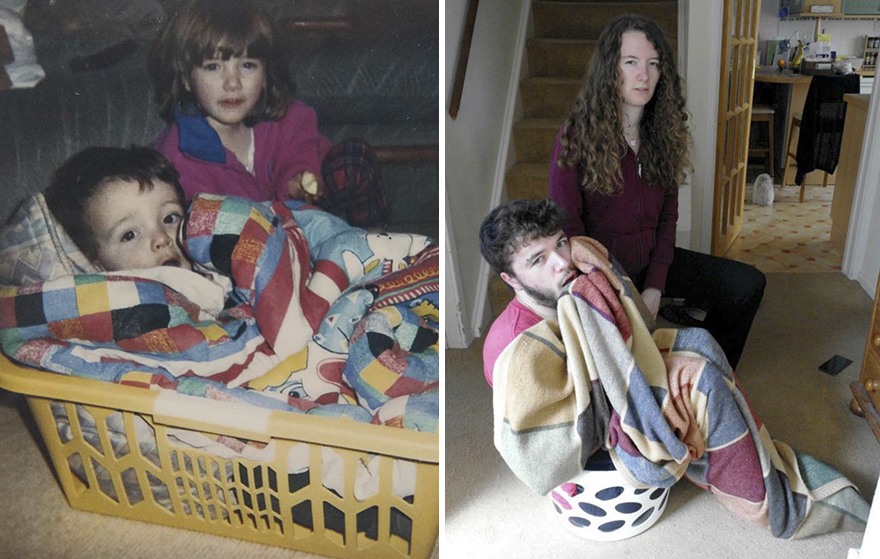 My Brother And I Recreated Our Childhood Photos For Our Parent's 30th Anniversary