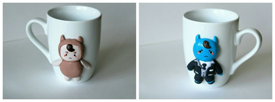 I Create Beautiful And Cute Polymer Clay Decorated Mugs