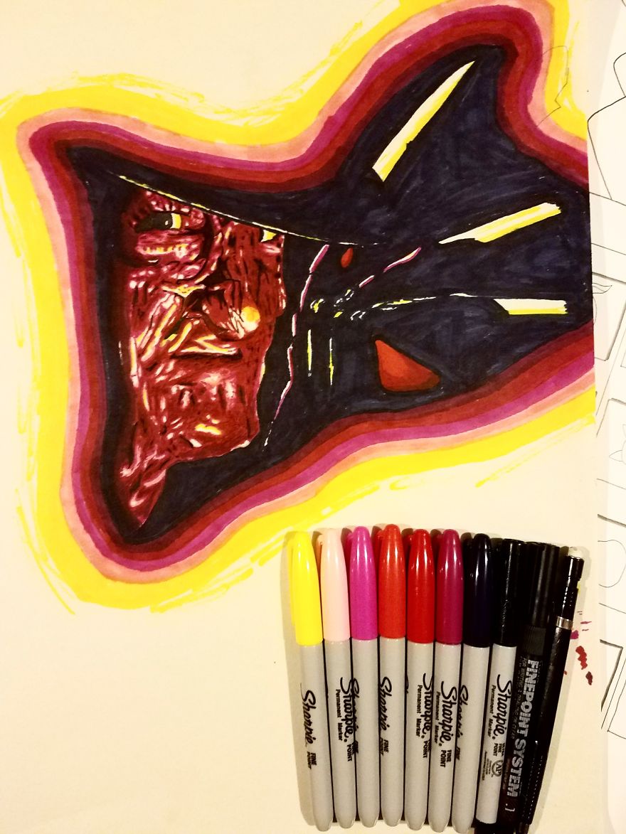 8 Days Of Horror Sharpie Drawing