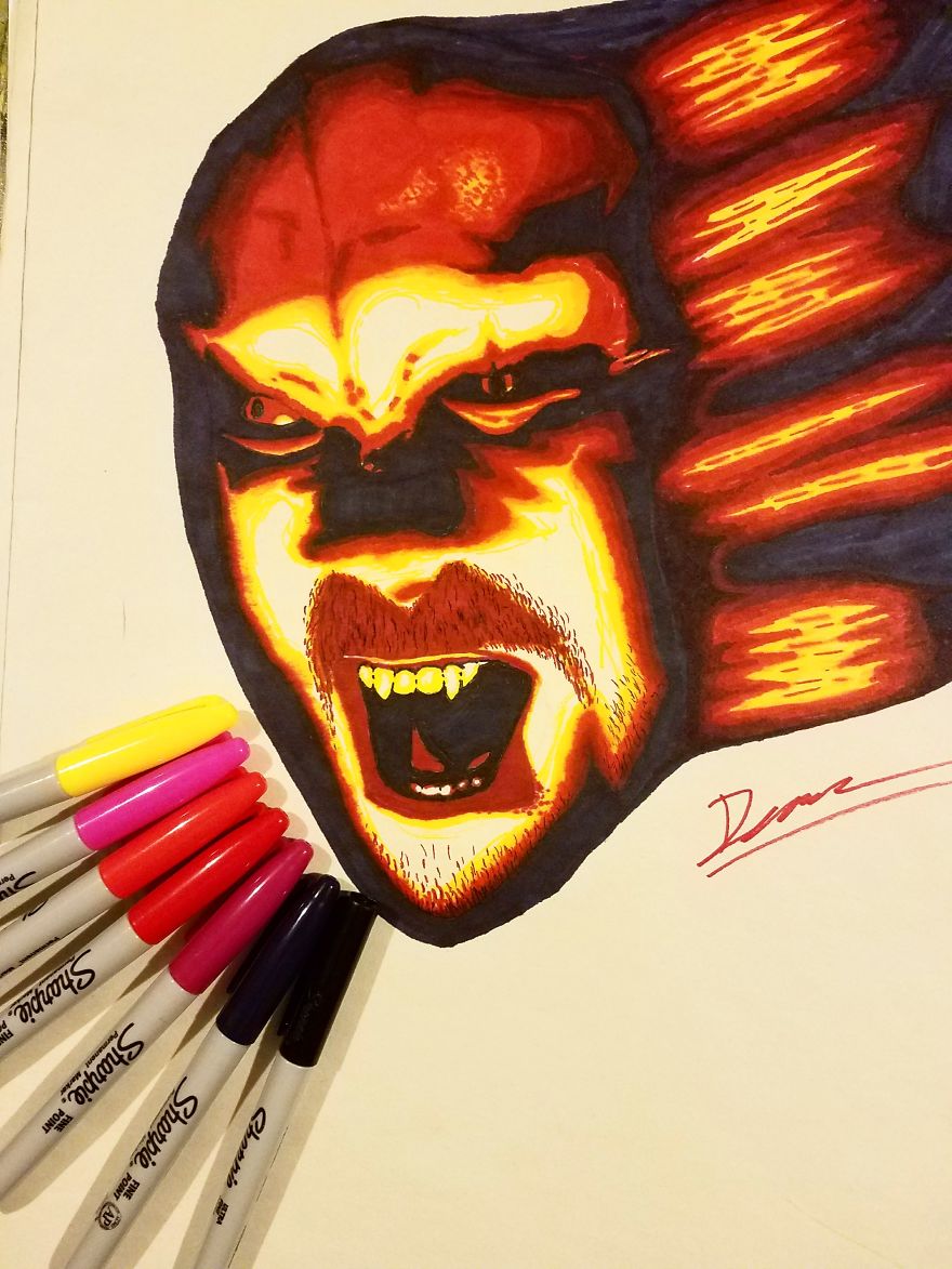 8 Days Of Horror Sharpie Drawing