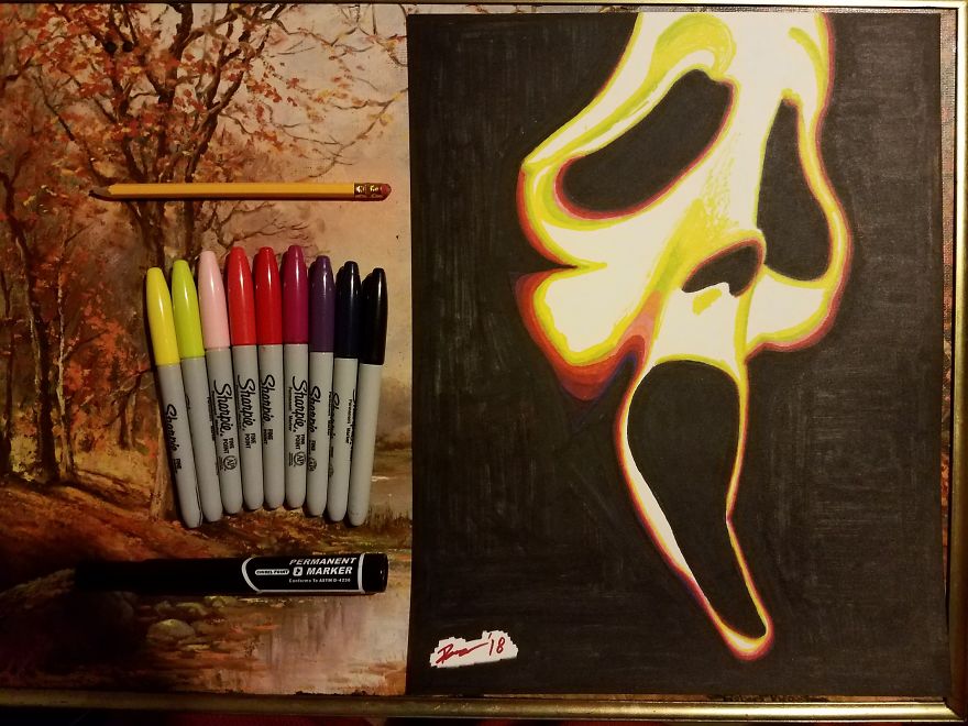 8 Days Of Horror Sharpie Drawing