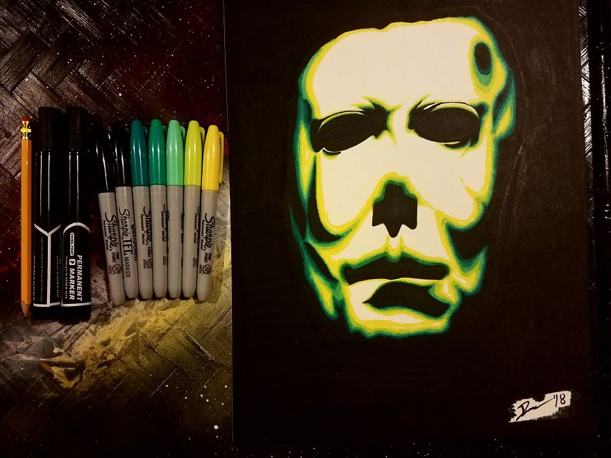 8 Days Of Horror Sharpie Drawing