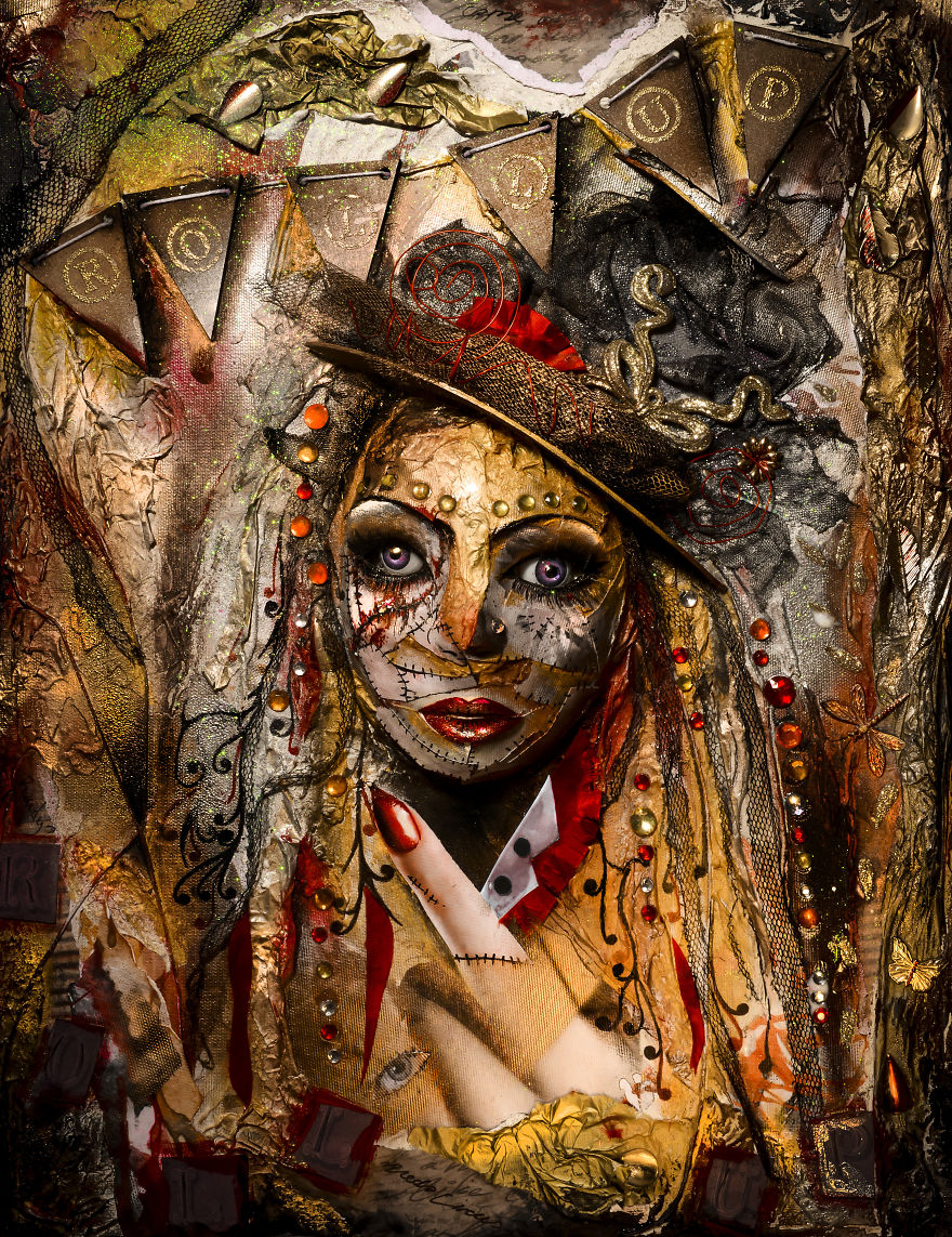 Mixed Media Ringmaster Created On Canvas With Modroc, Paper & Paints For Circus Mixed Media Ringmaster Created On Canvas With Modroc, Paper & Paints For Circus