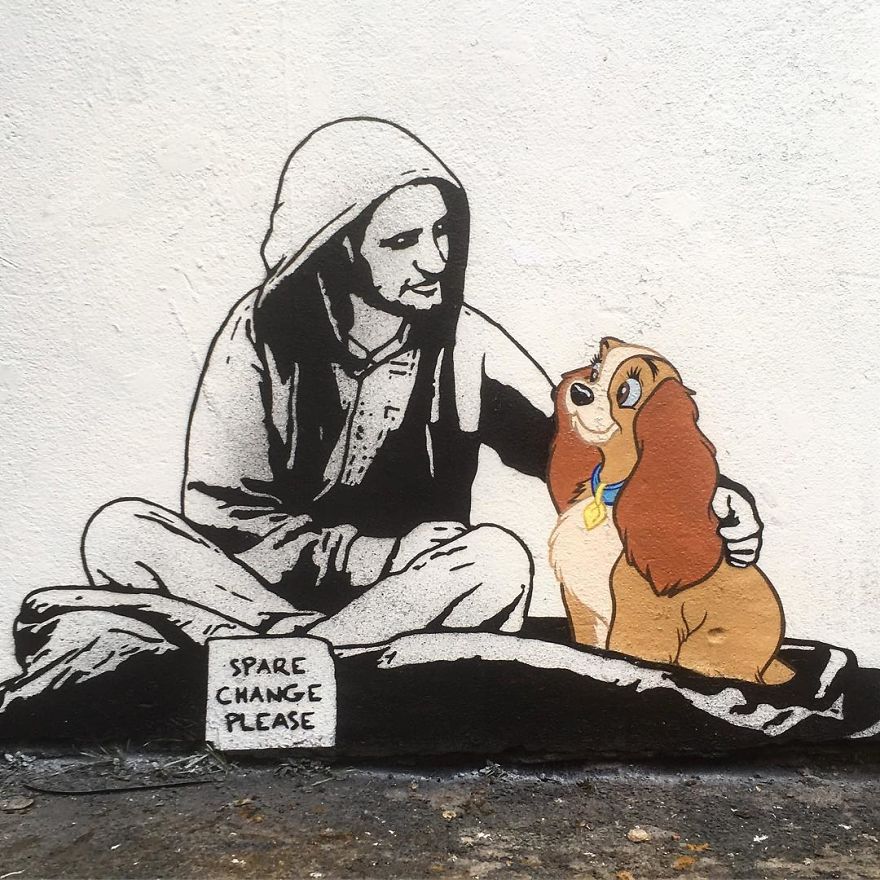 The Street Artist Forces The Viewer To Reflect When Seeing His Artworks On The Walls