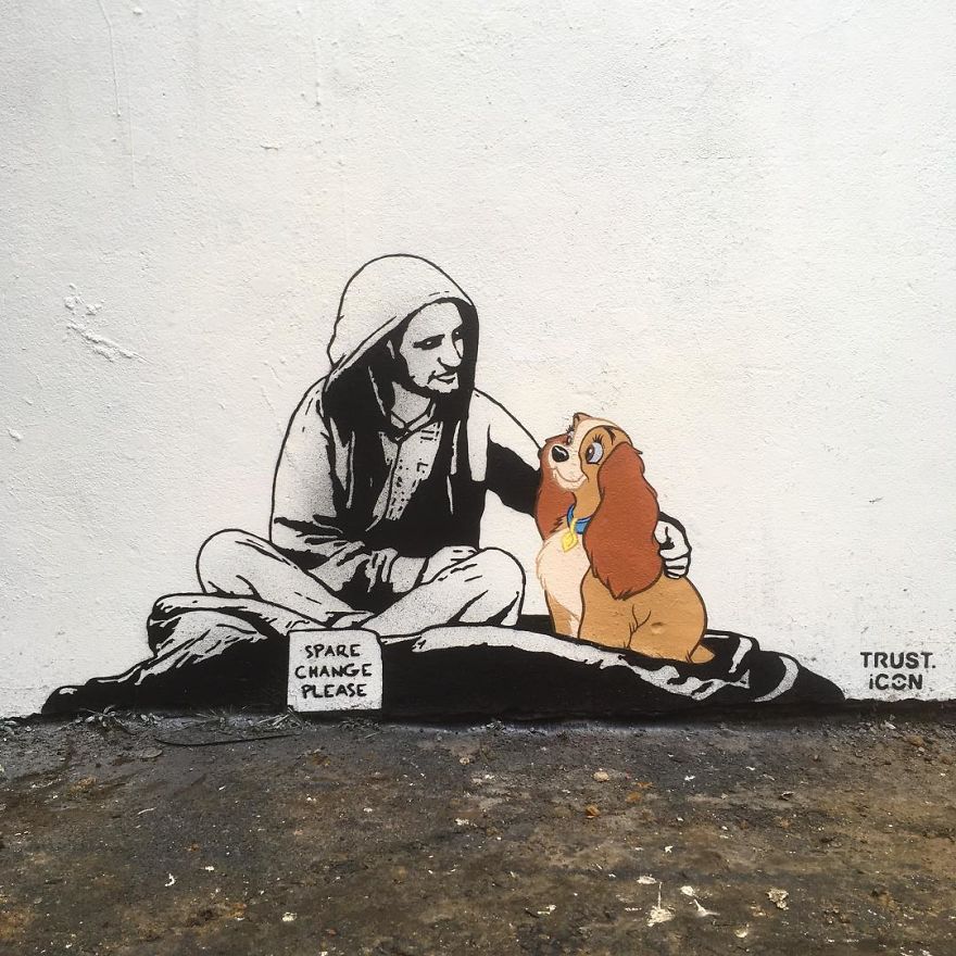 The Street Artist Forces The Viewer To Reflect When Seeing His Artworks On The Walls