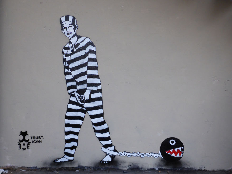 The Street Artist Forces The Viewer To Reflect When Seeing His Artworks On The Walls